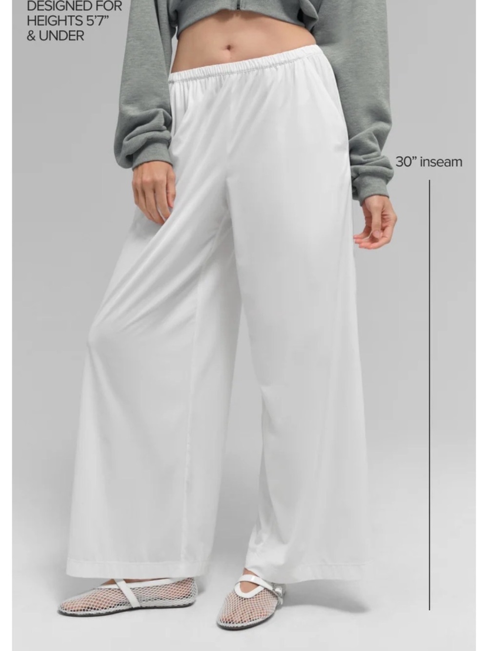 ALO Yoga White Wide-Leg Elastic-Waist Pants